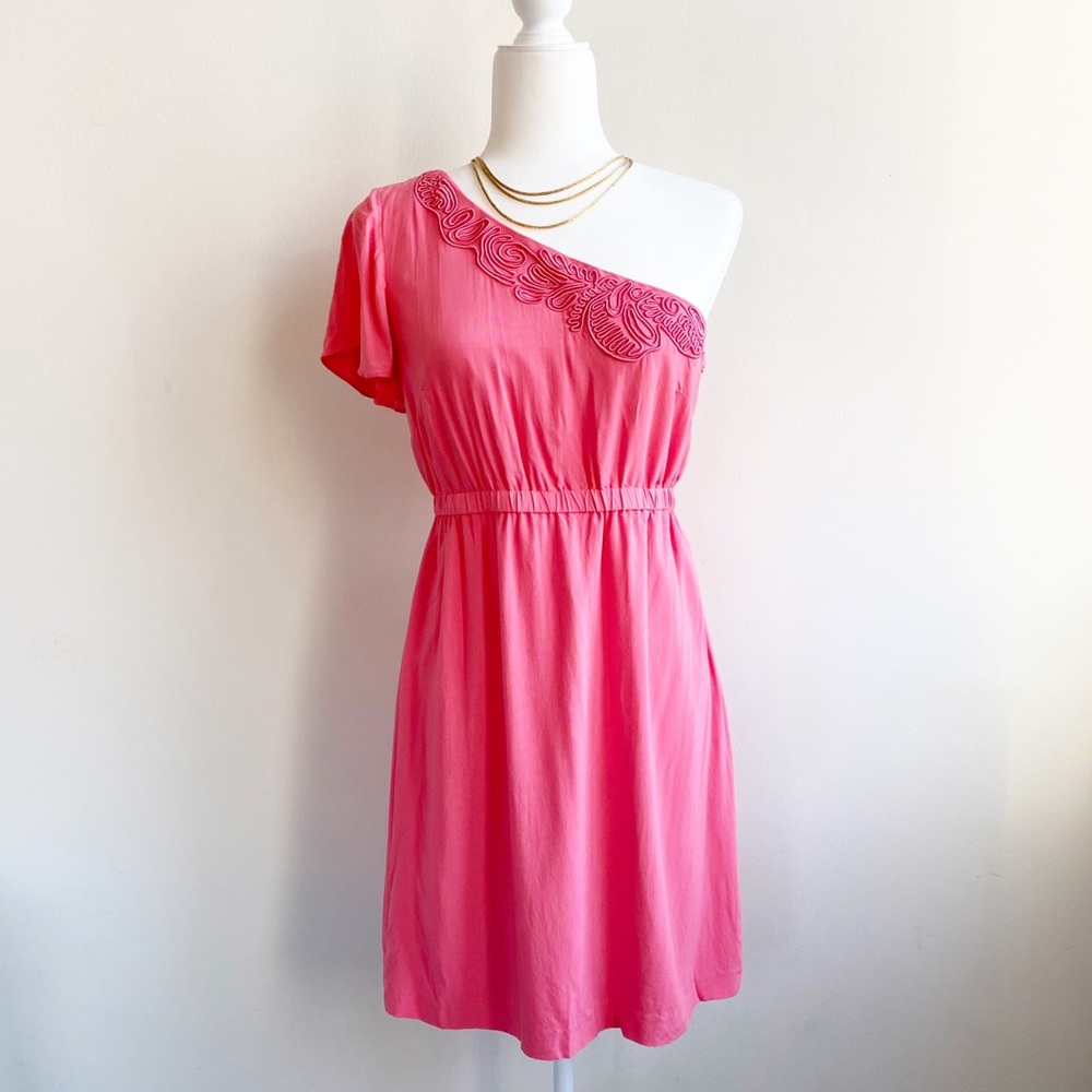 Gianni Bini One-Shoulder Dress Coral Pink Size S